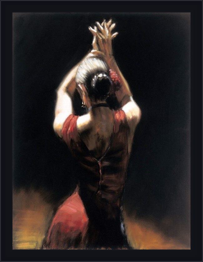 Framed Fabian Perez flamenco dancer painting