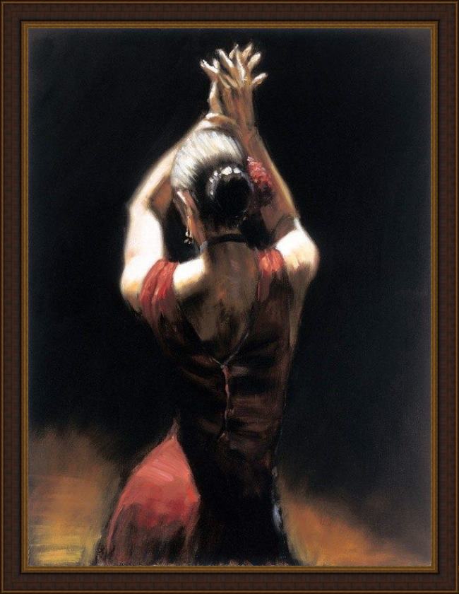 Framed Fabian Perez flamenco dancer painting