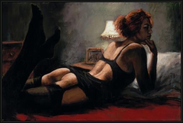 Framed Fabian Perez medias negras ii painting