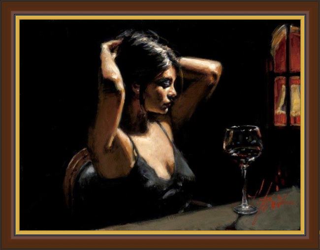 Framed Fabian Perez the dark room ii painting