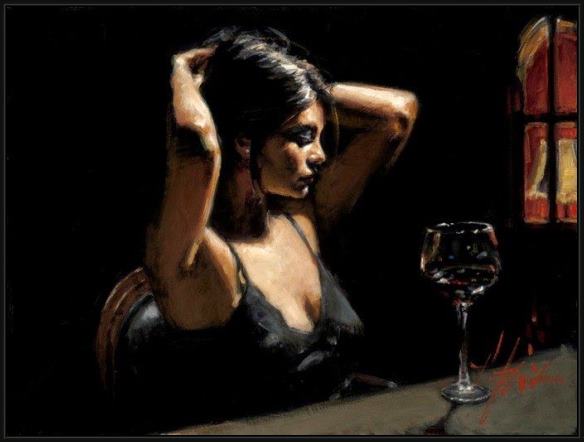 Framed Fabian Perez the dark room ii painting