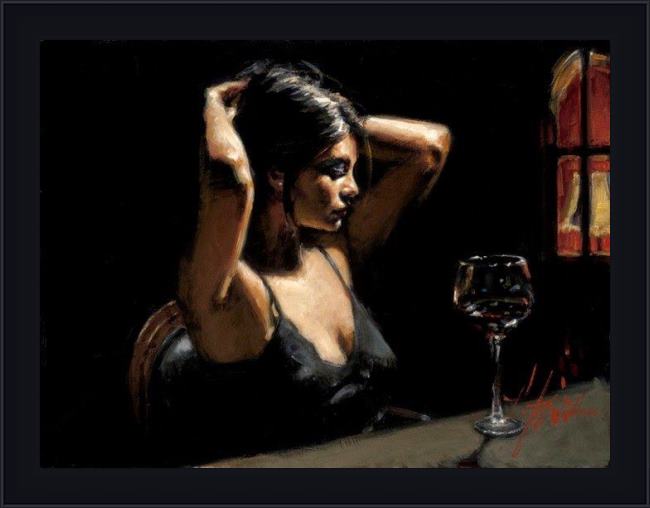 Framed Fabian Perez the dark room ii painting