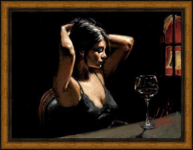 Framed Fabian Perez the dark room ii painting