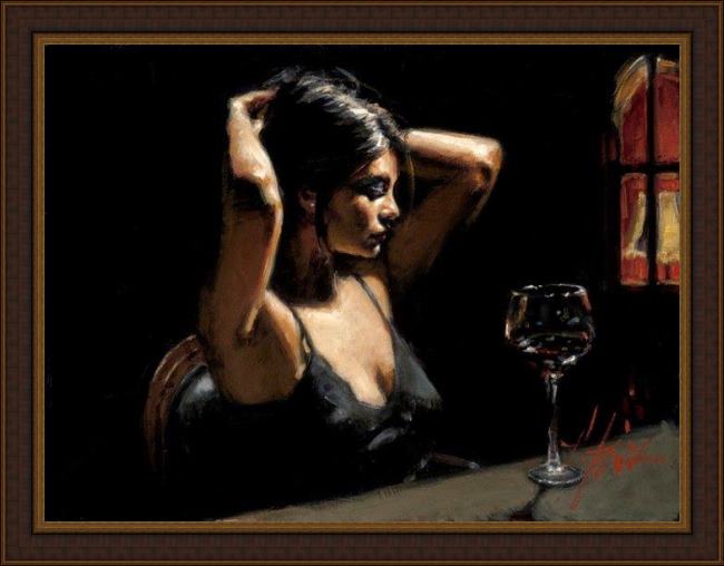 Framed Fabian Perez the dark room ii painting