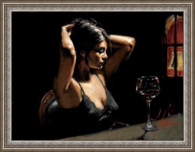 Framed Fabian Perez the dark room ii painting