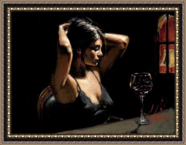 Framed Fabian Perez the dark room ii painting