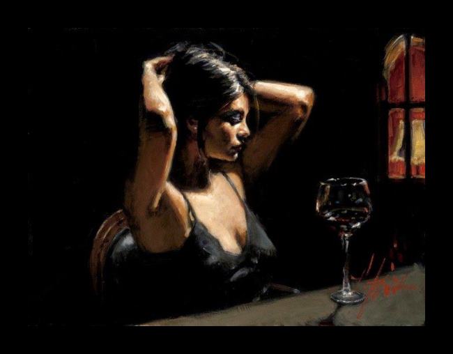 Framed Fabian Perez the dark room ii painting