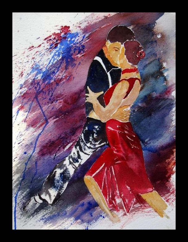 Framed Flamenco Dancer dancing tango painting
