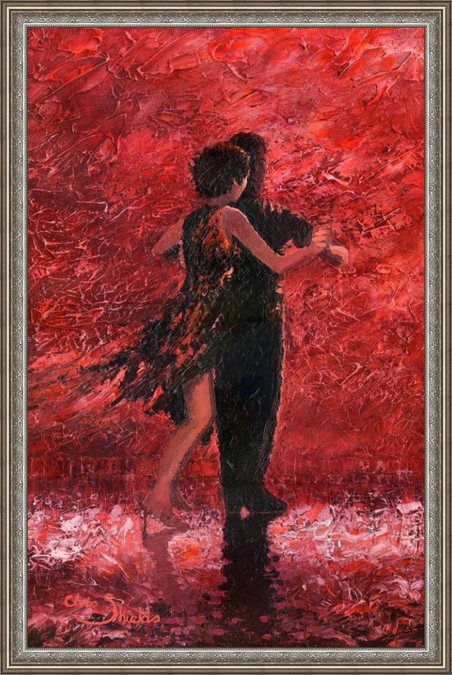 Framed Flamenco Dancer tango romance painting