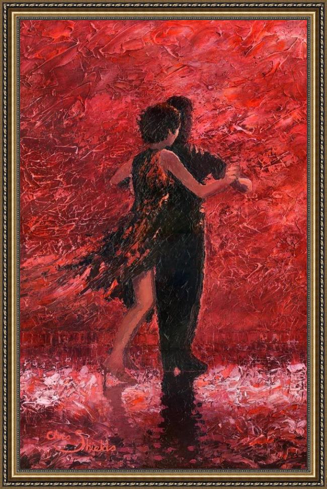 Framed Flamenco Dancer tango romance painting