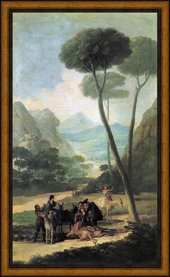 Framed Francisco de Goya the fall la caida painting
