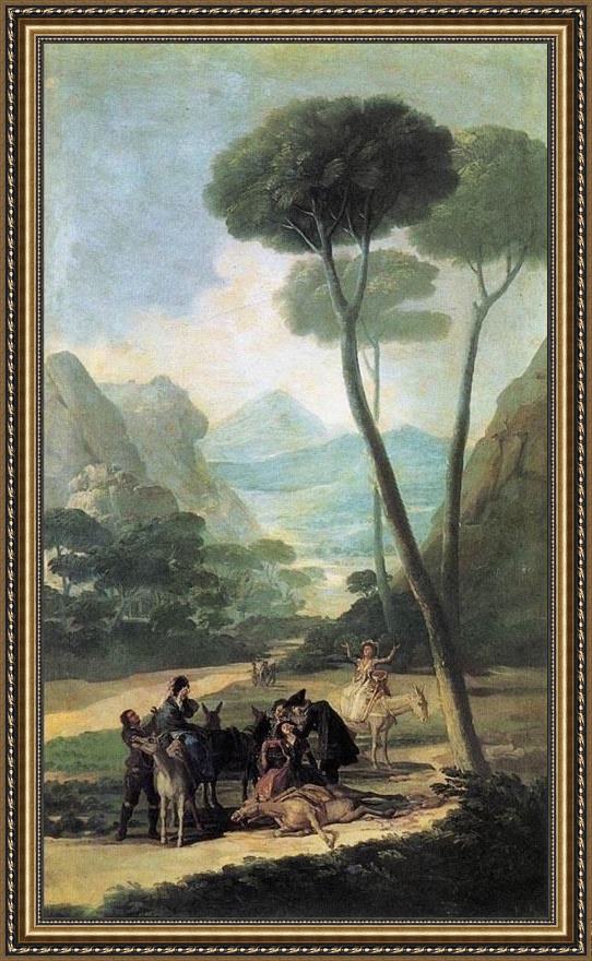Framed Francisco de Goya the fall la caida painting