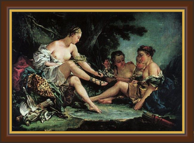 Framed Francois Boucher diana's return from the hunt painting