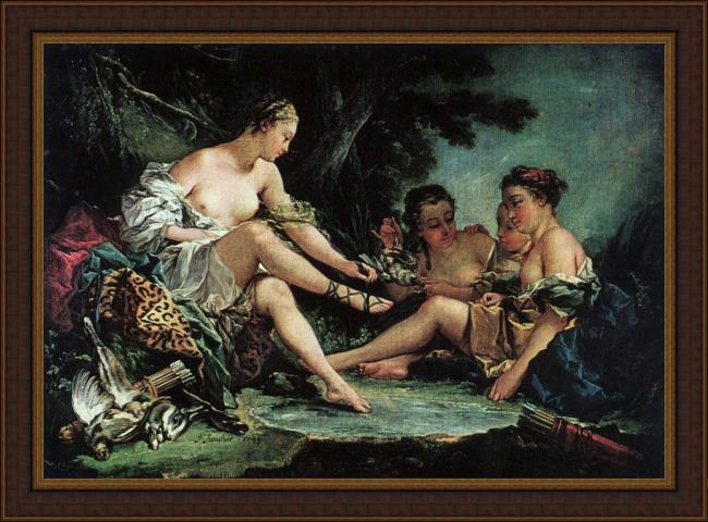 Framed Francois Boucher diana's return from the hunt painting