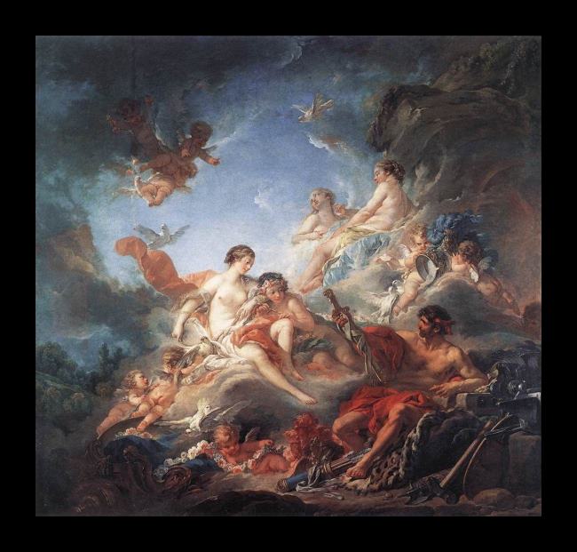 Framed Francois Boucher vulcan presenting venus with arms for aeneas painting
