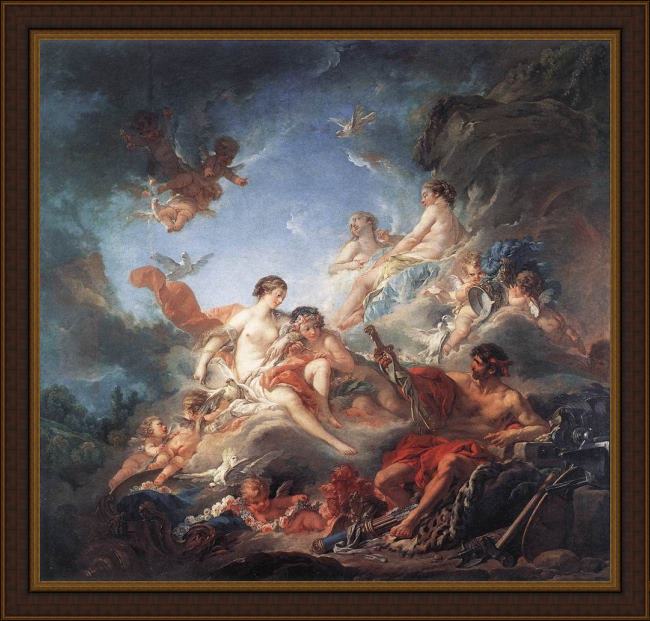 Framed Francois Boucher vulcan presenting venus with arms for aeneas painting