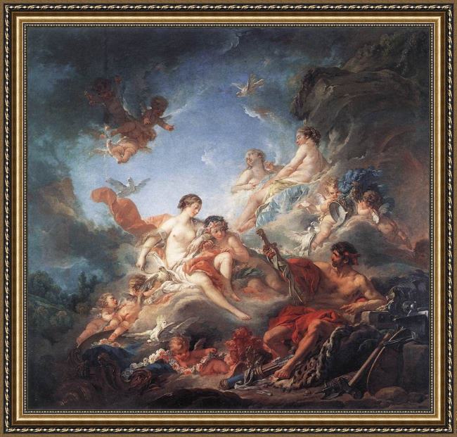 Framed Francois Boucher vulcan presenting venus with arms for aeneas painting