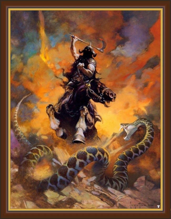 Framed Frank Frazetta the death dealer vi painting