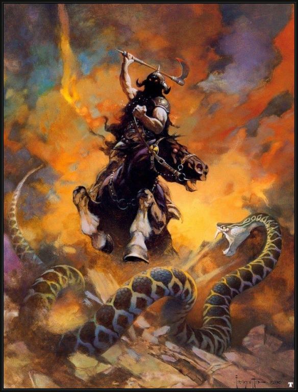 Framed Frank Frazetta the death dealer vi painting