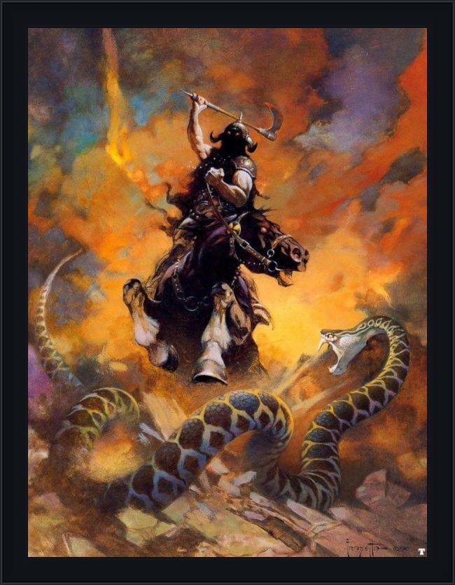 Framed Frank Frazetta the death dealer vi painting