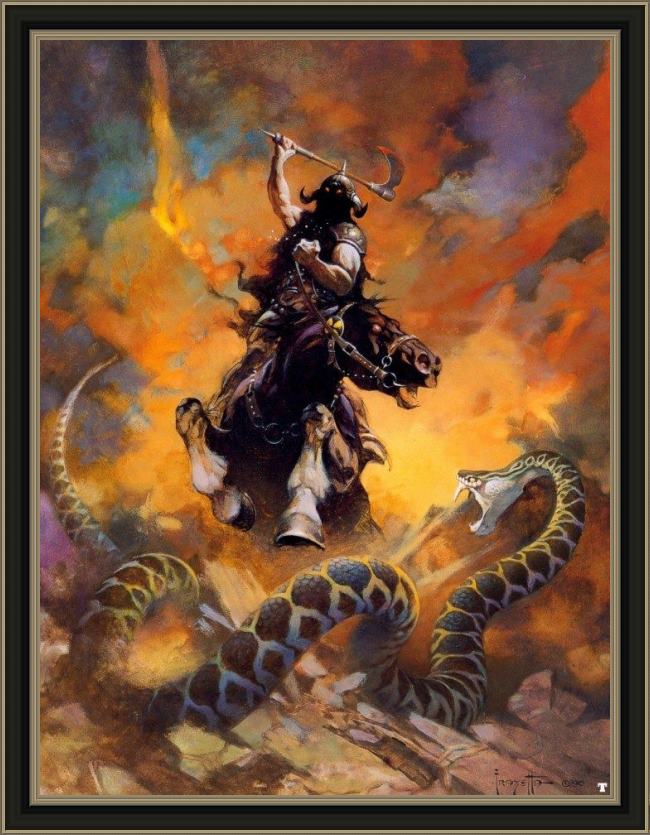 Framed Frank Frazetta the death dealer vi painting