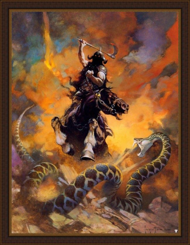 Framed Frank Frazetta the death dealer vi painting