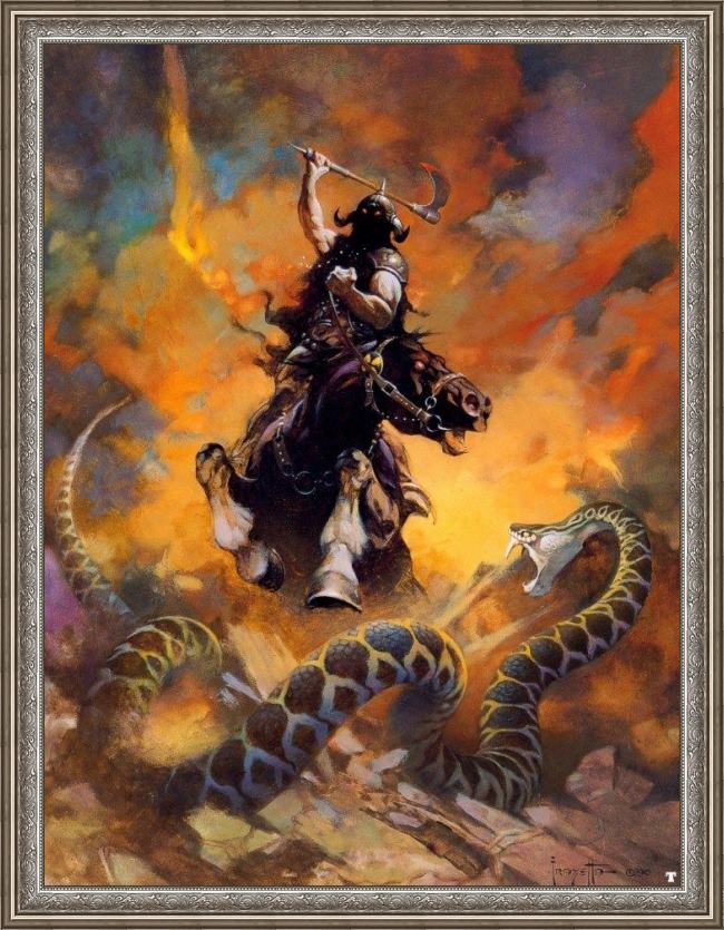 Framed Frank Frazetta the death dealer vi painting