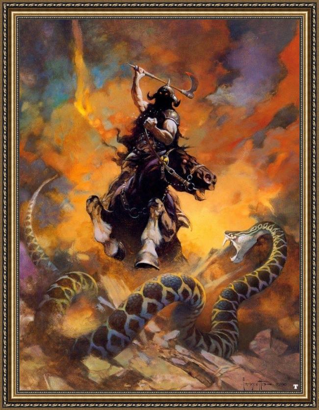 Framed Frank Frazetta the death dealer vi painting