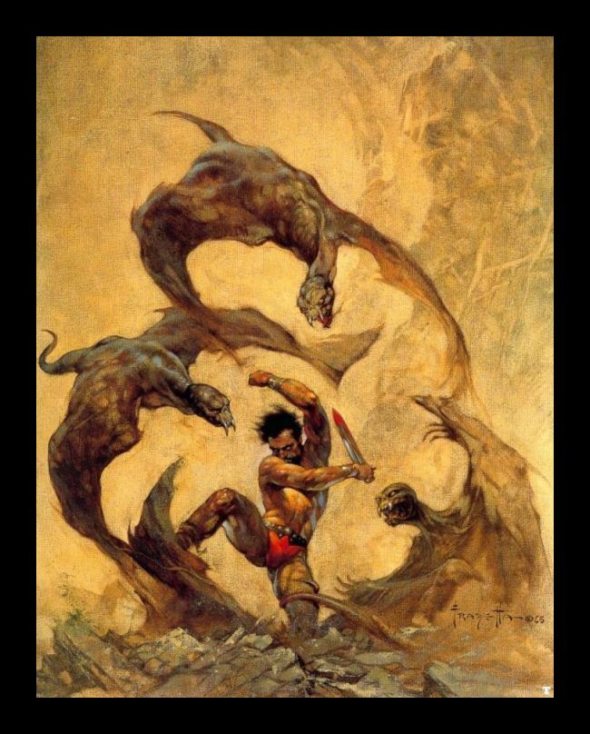 Framed Frank Frazetta winged terror painting