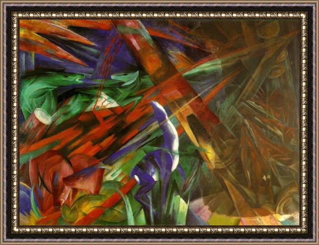 Framed Franz Marc fate of the animals painting