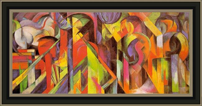 Framed Franz Marc stables painting