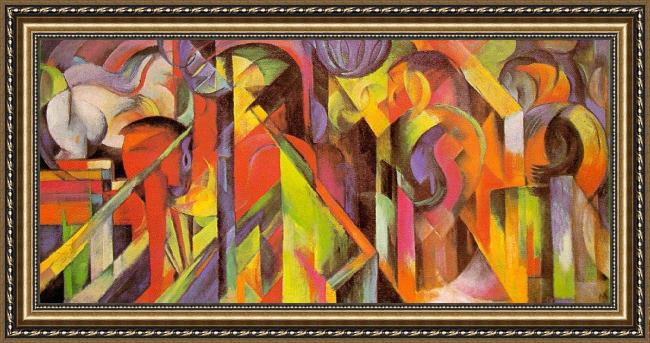 Framed Franz Marc stables painting