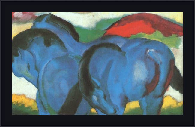 Framed Franz Marc the little blue horses painting