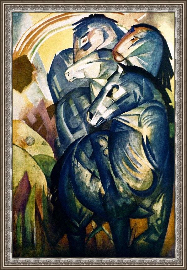 Framed Franz Marc turm der blauen pferde painting
