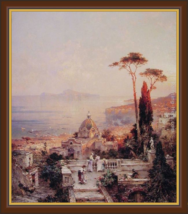 Framed Franz Richard Unterberger the view from the balcony painting