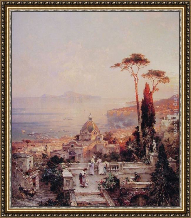 Framed Franz Richard Unterberger the view from the balcony painting