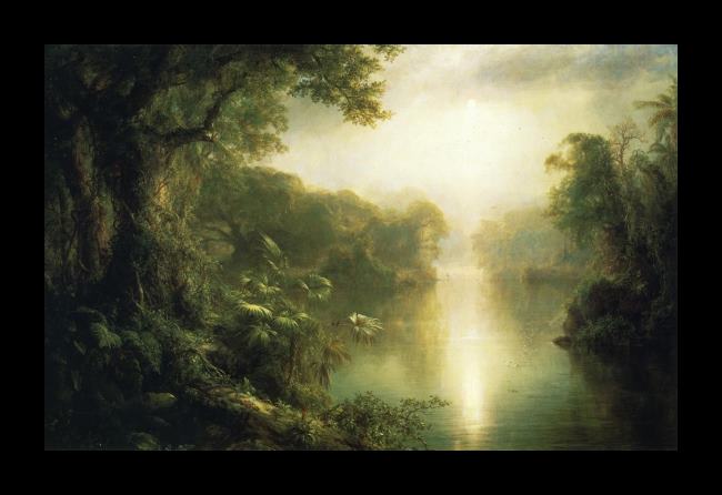 Framed Frederic Edwin Church el rio de luz painting