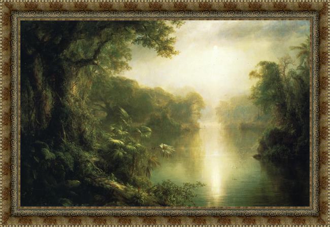 Framed Frederic Edwin Church el rio de luz painting