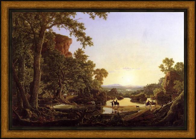 Framed Frederic Edwin Church hooker and company journeying painting