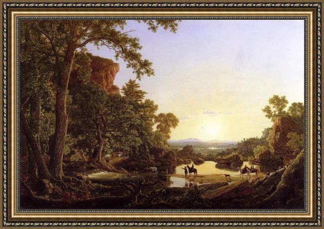 Framed Frederic Edwin Church hooker and company journeying painting