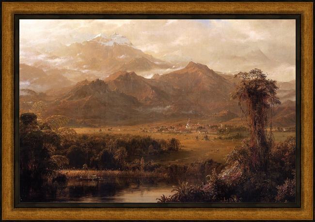 Framed Frederic Edwin Church mountains of ecuador painting