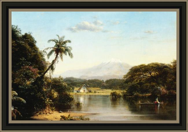 Framed Frederic Edwin Church scene on the magdalena painting
