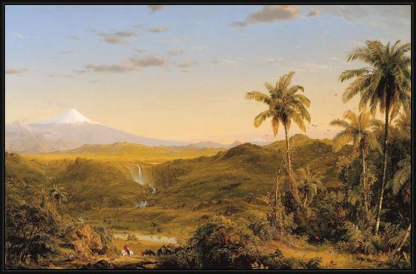 Framed Frederic Edwin Church view of cotopaxi painting