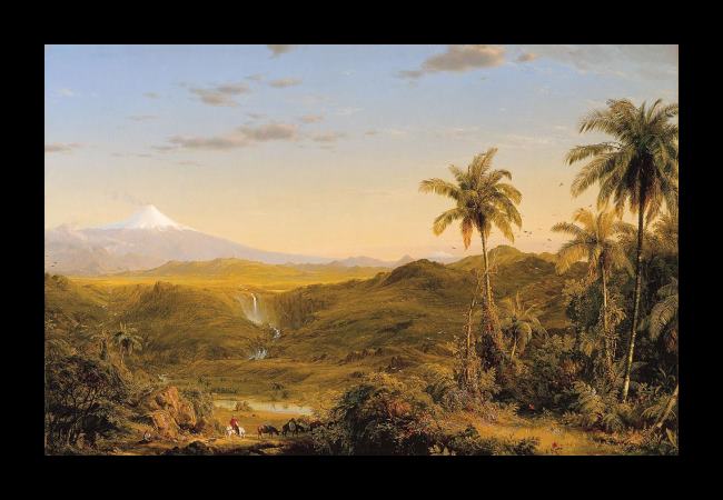 Framed Frederic Edwin Church view of cotopaxi painting