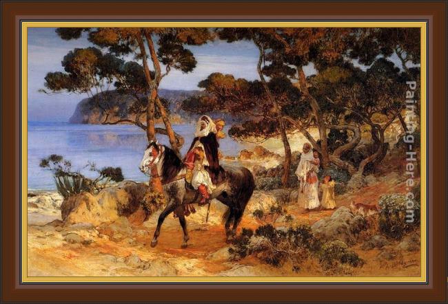 Framed Frederick Arthur Bridgman a coastal trail painting