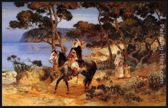 Framed Frederick Arthur Bridgman a coastal trail painting