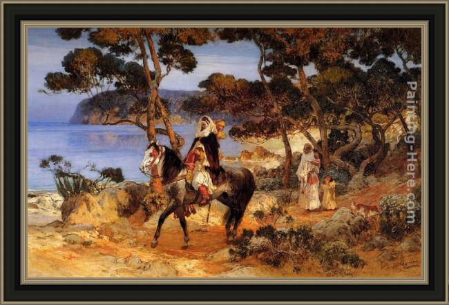 Framed Frederick Arthur Bridgman a coastal trail painting