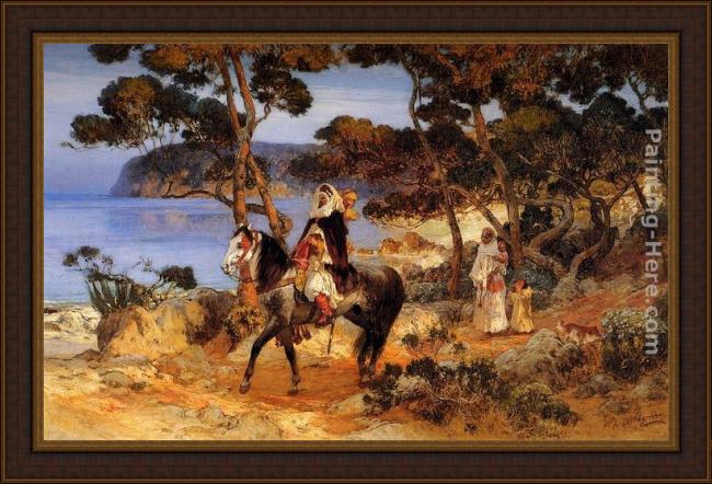 Framed Frederick Arthur Bridgman a coastal trail painting