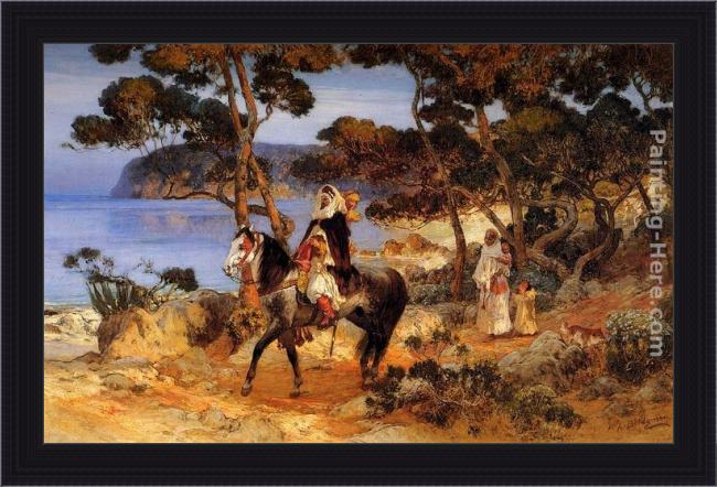 Framed Frederick Arthur Bridgman a coastal trail painting