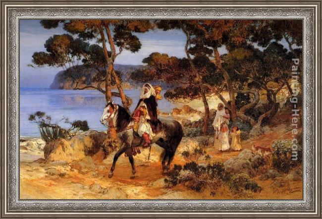 Framed Frederick Arthur Bridgman a coastal trail painting